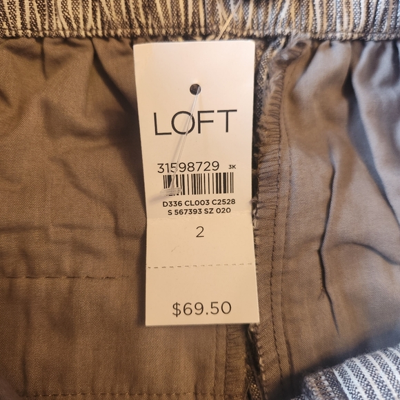 NWT LOFT Stripe Paperbag Pocket Skirt tie Front Gray And White Size 2 - Picture 9 of 9